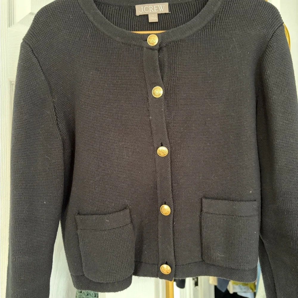 J. Crew Emilie Black Sweater Blazer Size Small 100% Cotton - Picture 2 of 7